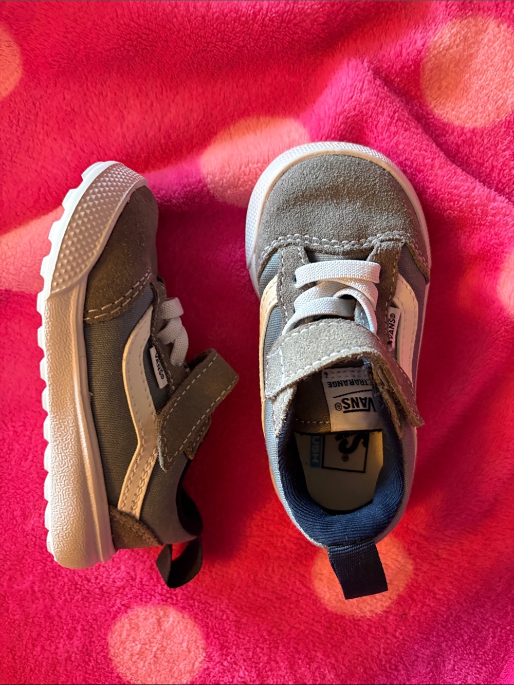 Vans Kids Gray Suede & Canvas Hook-and-Loop Sneakers